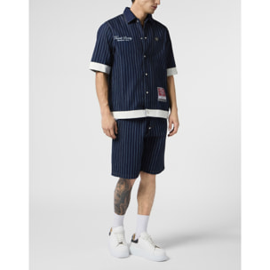 PHILIPP PLEIN Shortsleeve Denim Overshirt Tennis