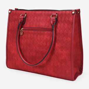 Bolso shopper rojo con cremallera y grabado