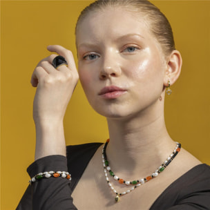 Collar con Perla Blanca acabado oro 18k