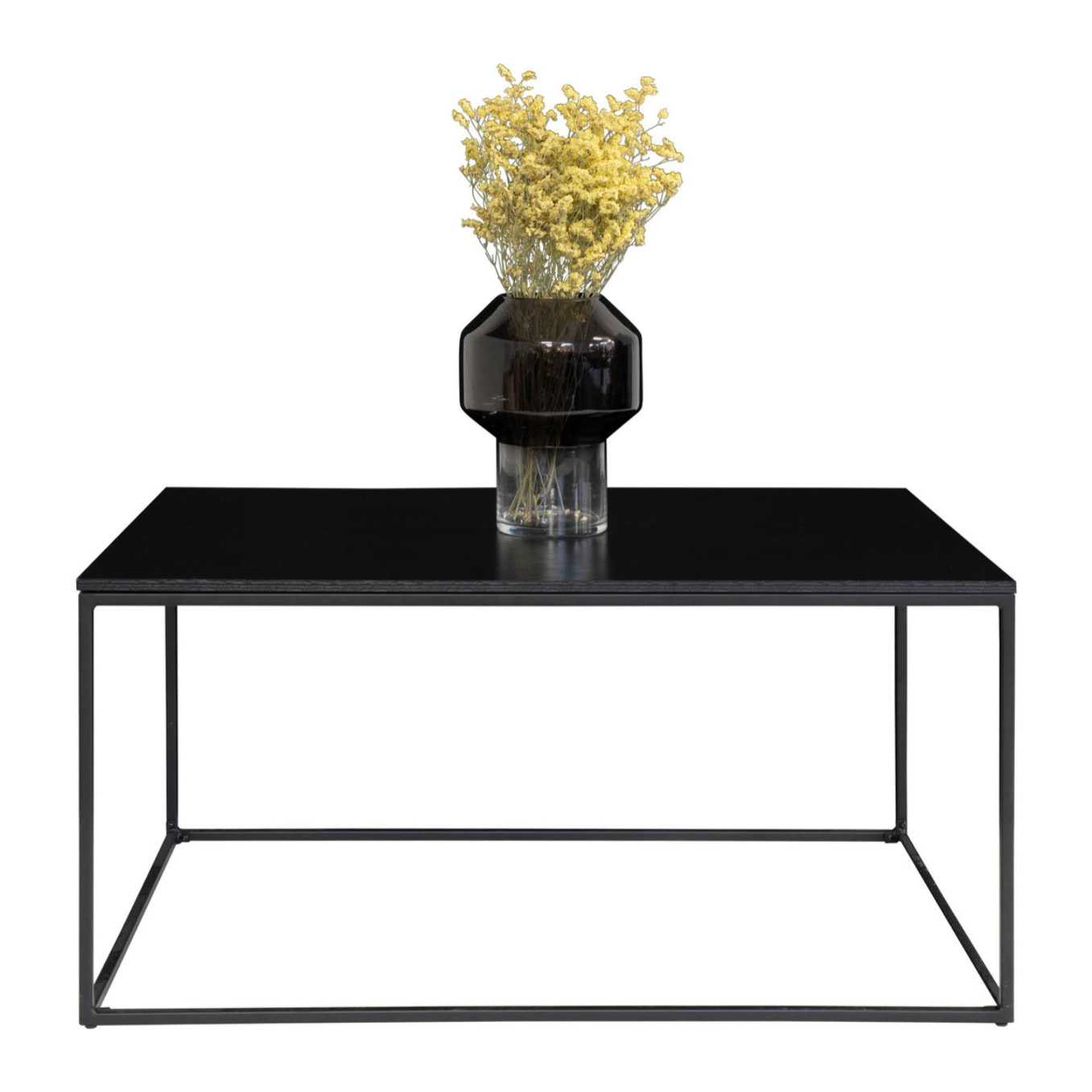 Tavolino da salotto Vita in nero con struttura in acciaio, 90×60×45 cm