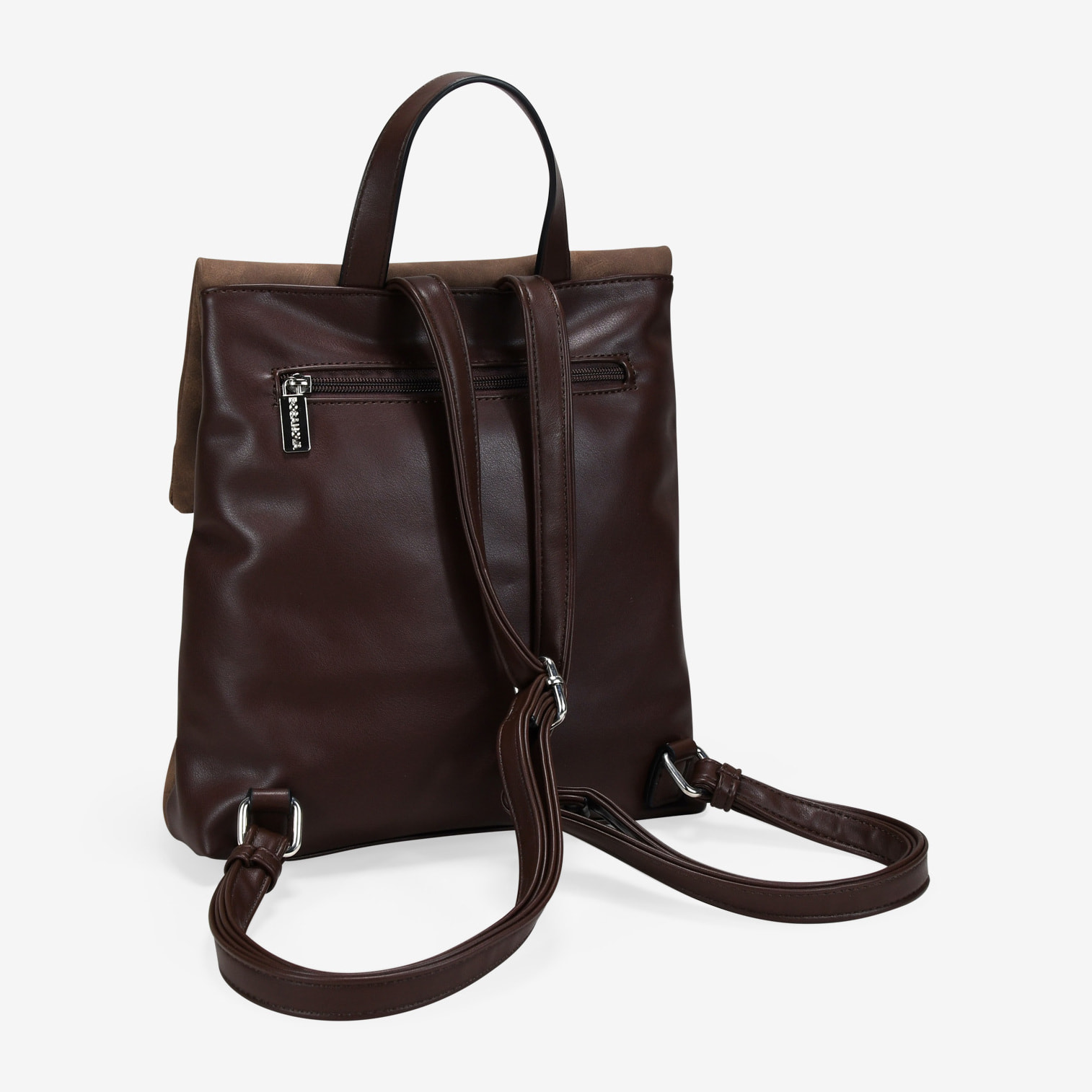 Mochila antirrobo marrón con bordado y tachas