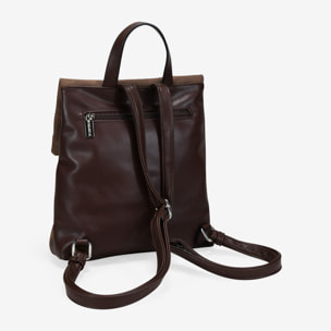 Mochila antirrobo marrón con bordado y tachas