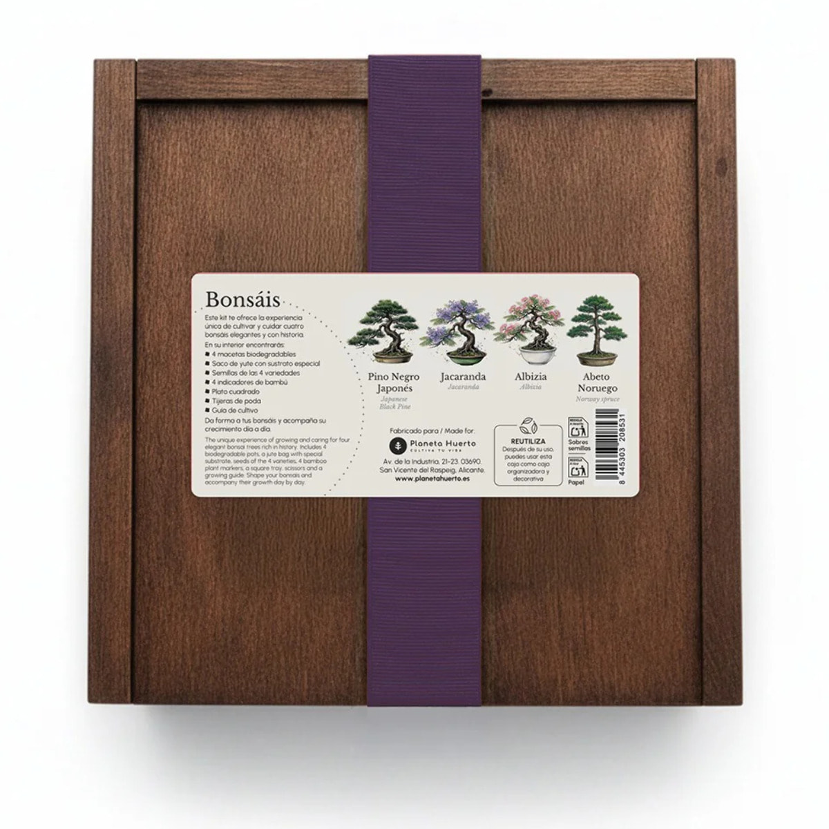 Kit de Cultivo de Bonsáis en Caja de Madera – Regalo Original Planeta Huerto