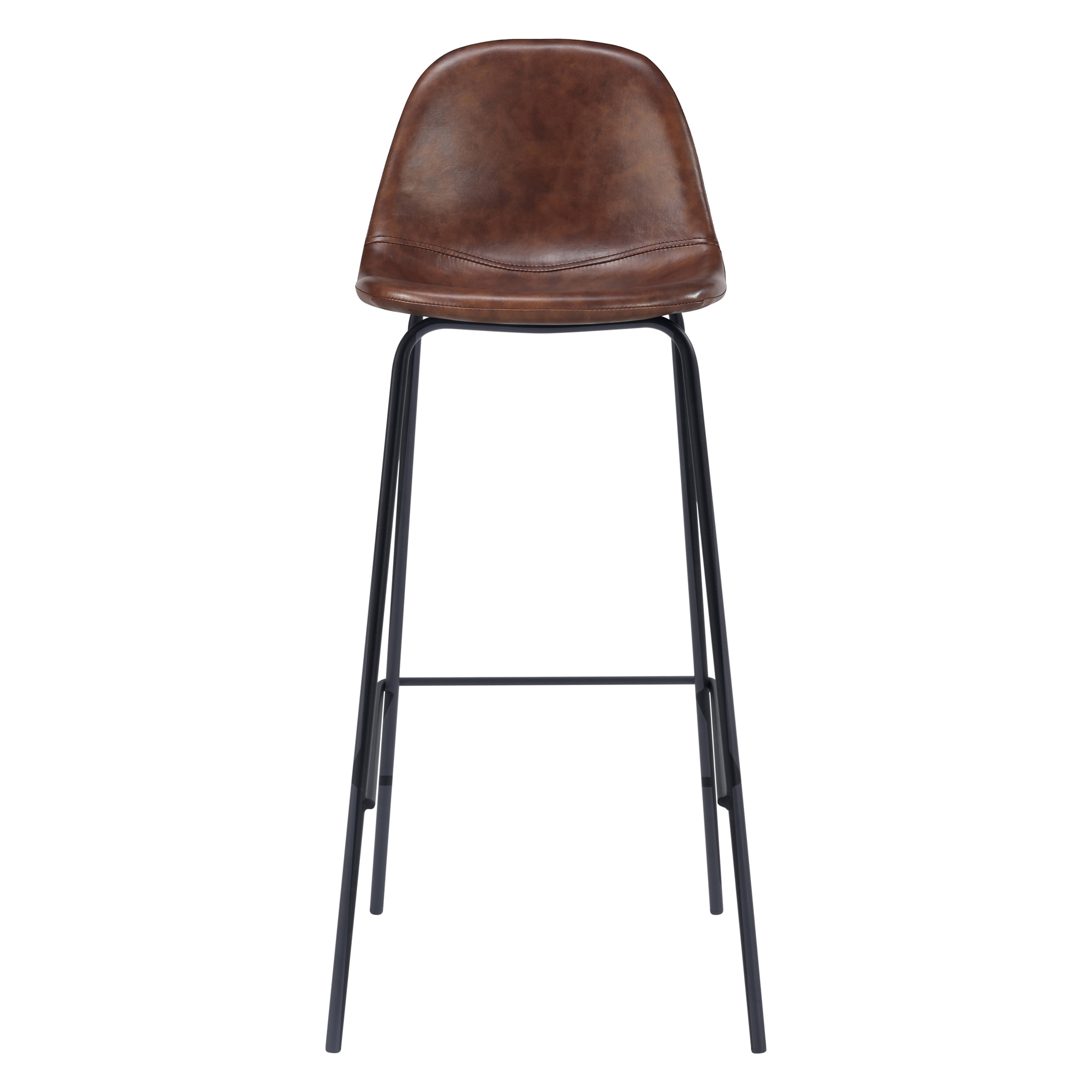 Lot de 2 chaises de bar 75 cm en cuir synthétique marron - Henrik