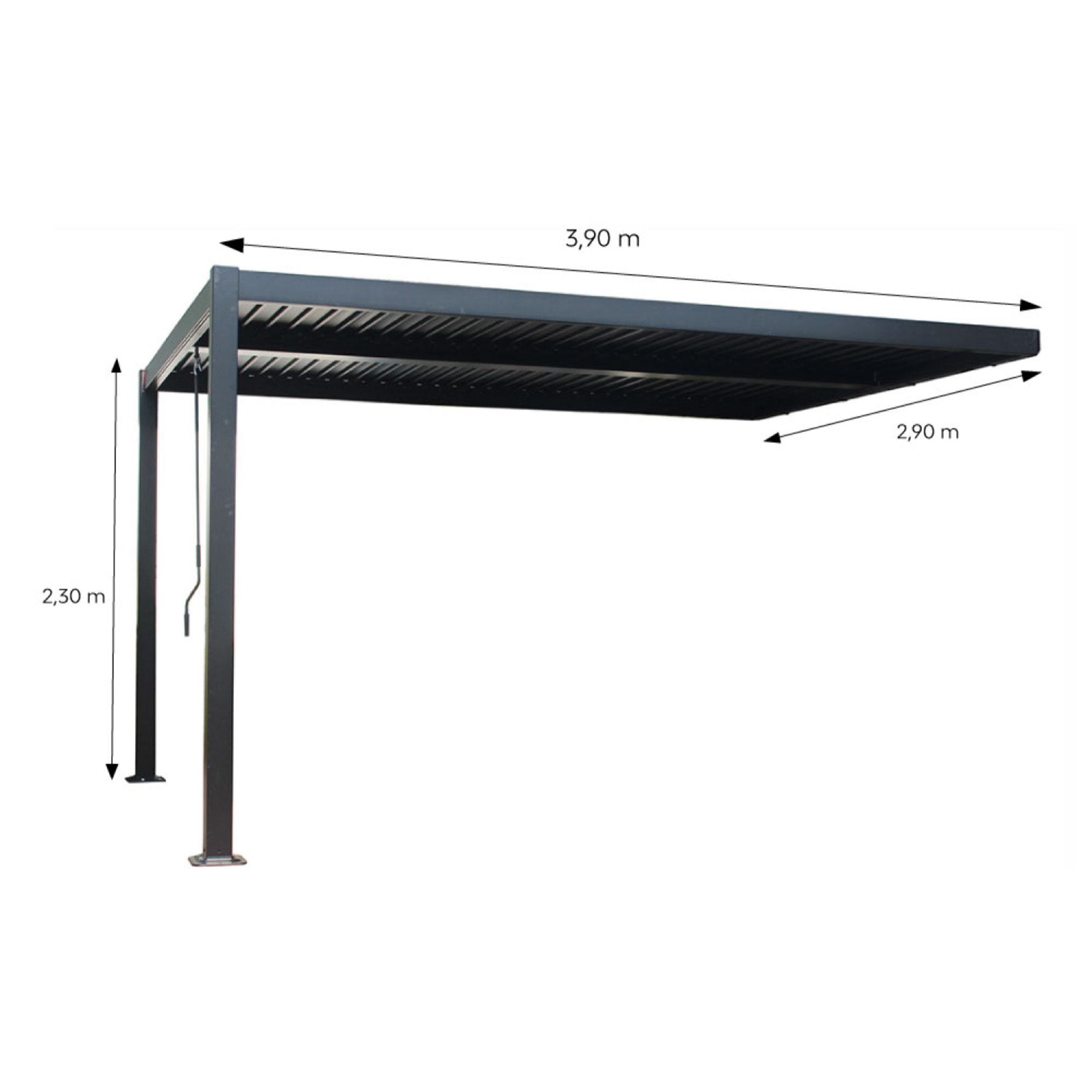 Pergola bioclimatique 4x3m adossée en aluminium noir PANAGIA