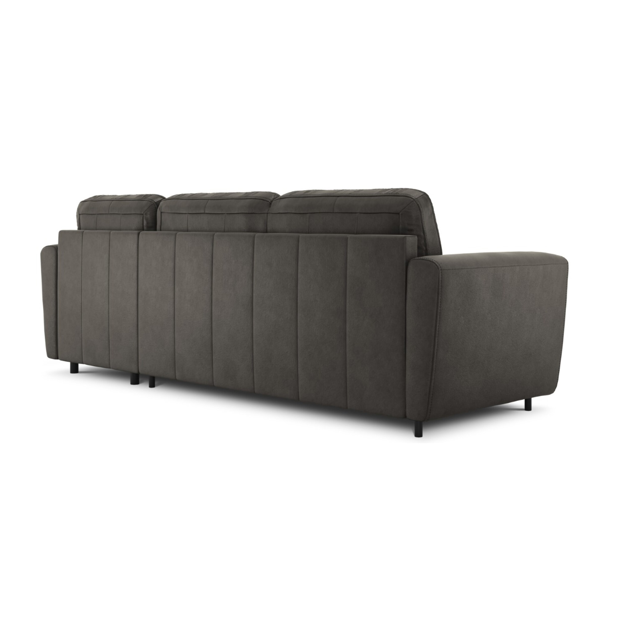 Canapé d'angle droit convertible "Audra" 4 places en cuir véritable gris foncé
