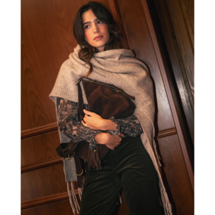 Poncho jaspeado con flecos