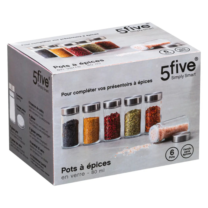 6 bocaux à épices 80ml couvercle inox