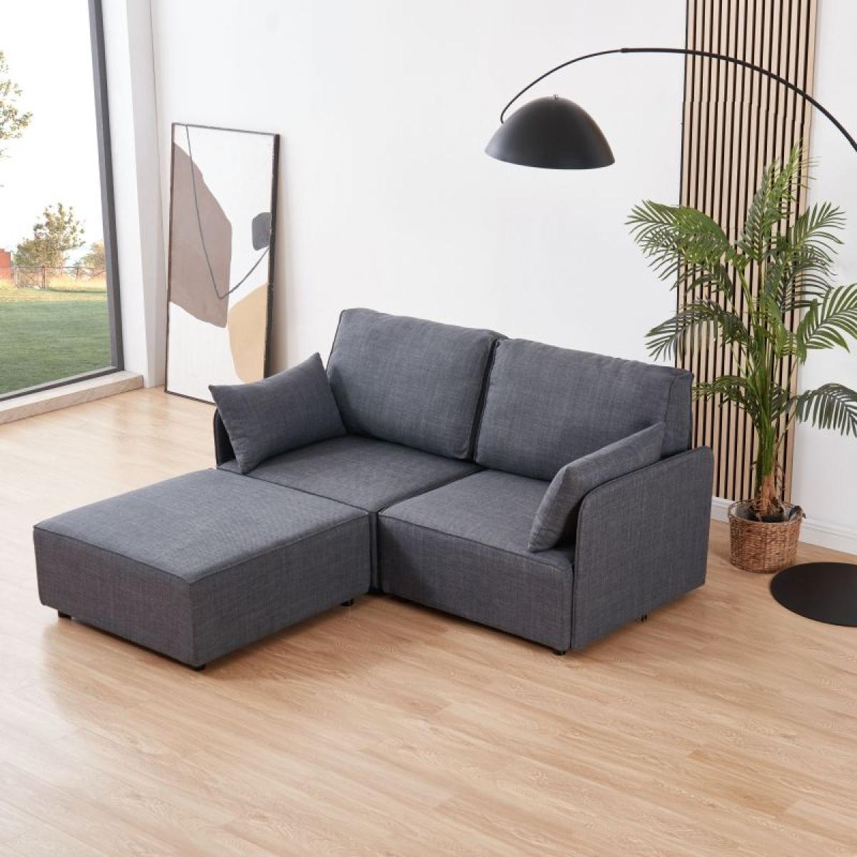 Sofá modular con chaiselongue 2 plazas y brazos Cubiq Gris