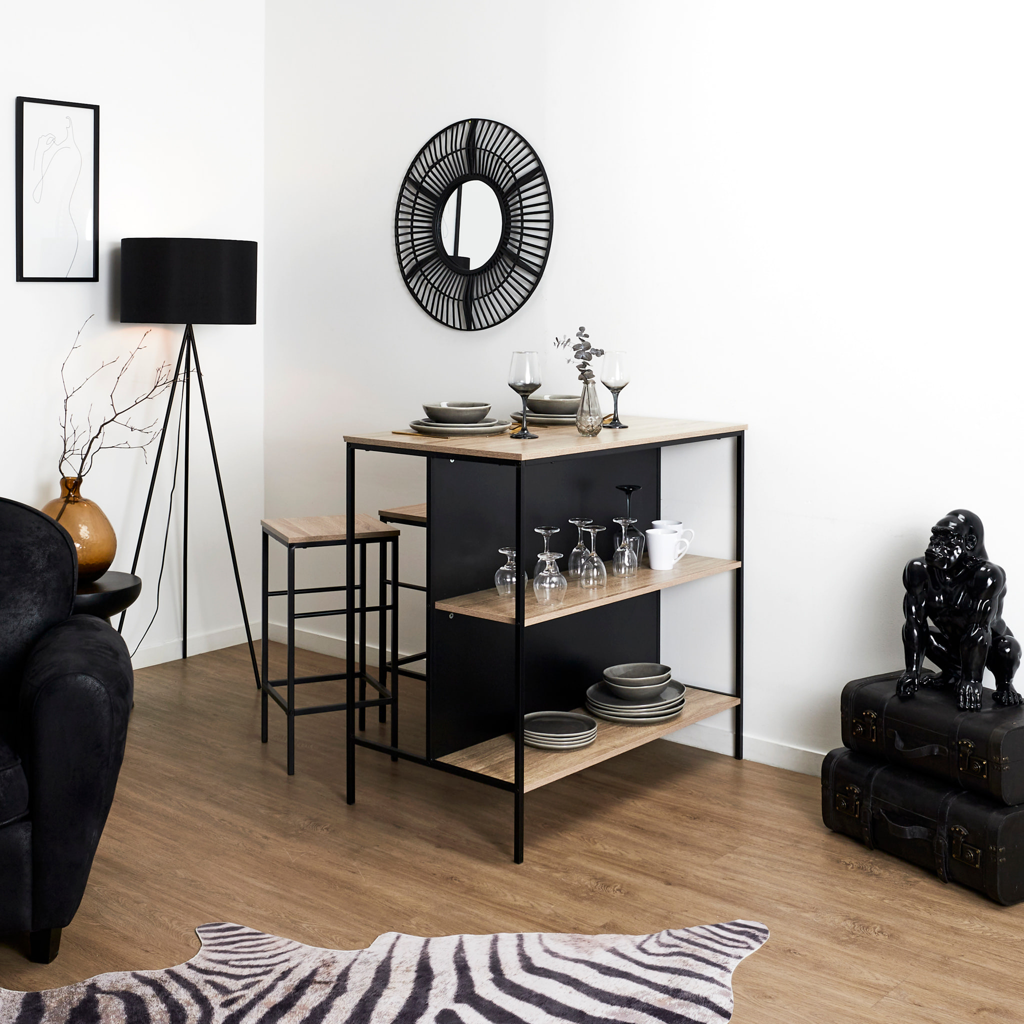 TABLE ILOT 2 TABOURETS LOKA