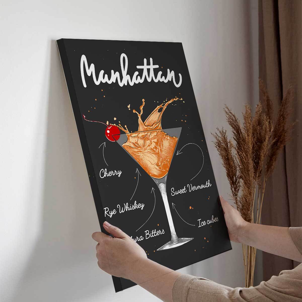 Tableau cocktail Manhattan Toile imprimée