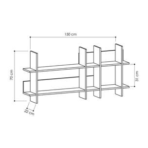 Mensola Dmacerat, Scaffale, Ripiano a muro, Scaffalatura multiuso, 150x22h70 cm, Bianco