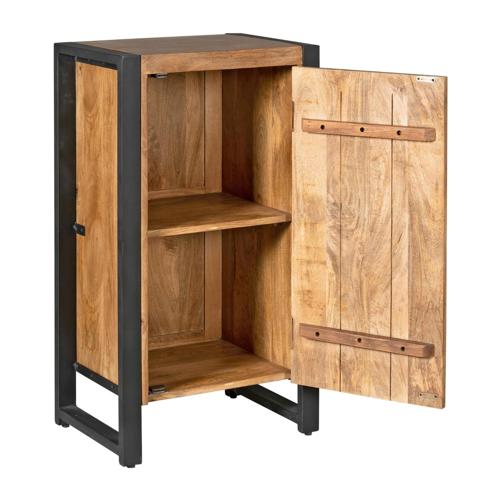 Petit meuble de rangement bois métal 1 porte MILORA