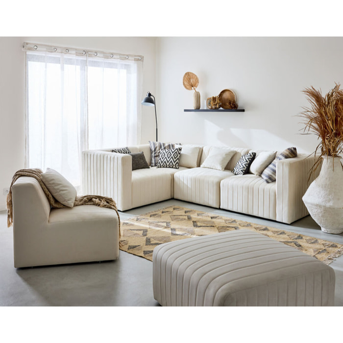Nova - module d'assise droit - en velours - Beige