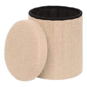 Pouf Pliable Coffre Jaiko en Bouclette Beige 32x38cm