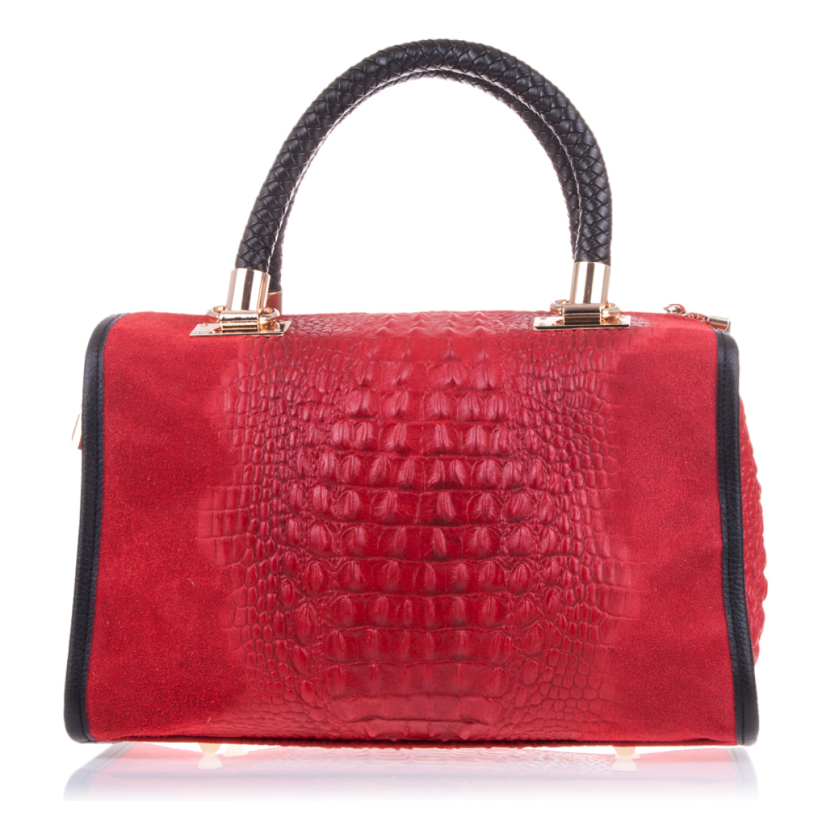 Anacapri Bolso tote Mujer.Piel auténtica Gamuza Grabado Cocodrilo