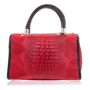 Anacapri Bolso tote Mujer.Piel auténtica Gamuza Grabado Cocodrilo