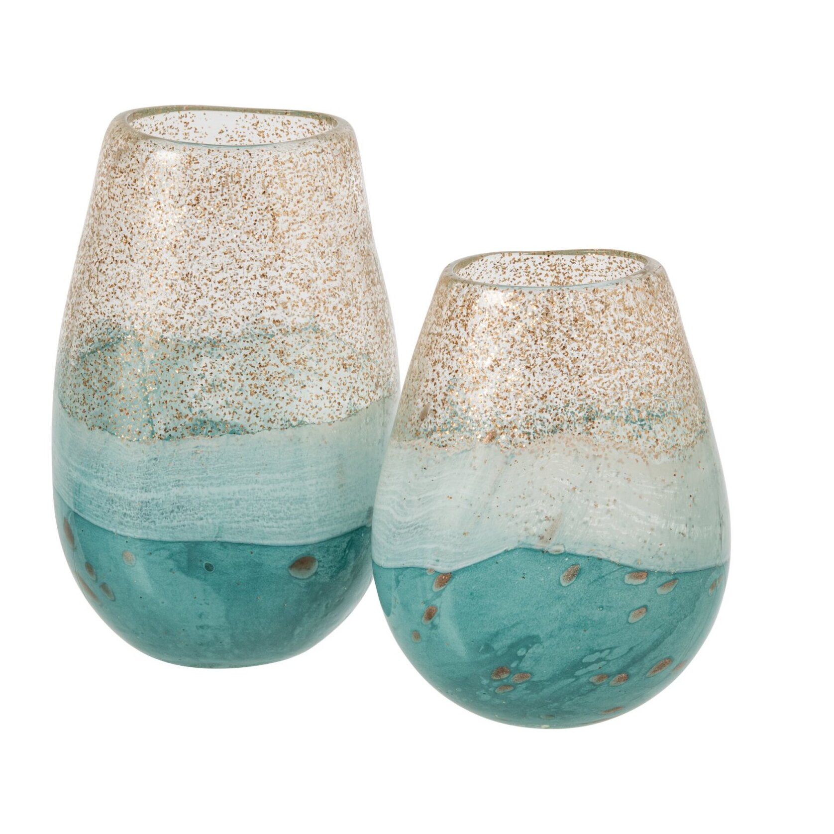 J-Line vase - verre - turquoise/doré - large