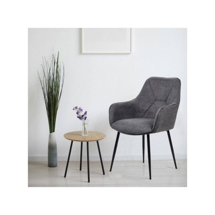Chaise en tissu avec accoudoirs et pieds métal noir - MIKI