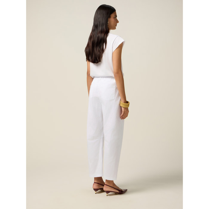 Oltre - Pantaloni barrel con bandana - Bianco