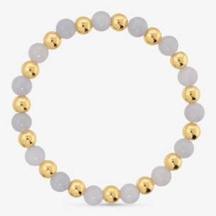 Bracciale Elastico con Giada Lilla e Bead Lucide