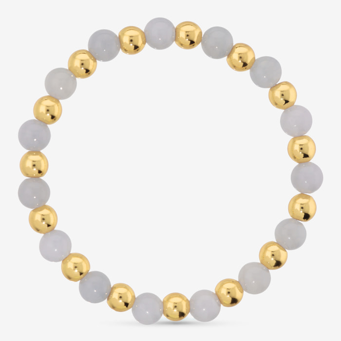 Bracciale Elastico con Giada Lilla e Bead Lucide