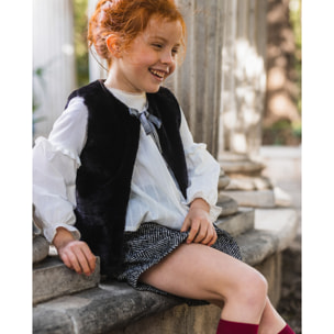 SHORT BOTONES ESPIGA NEGRO