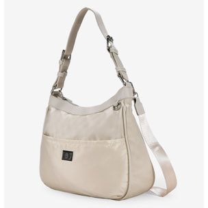 Bolso de hombro beige con bolsillo