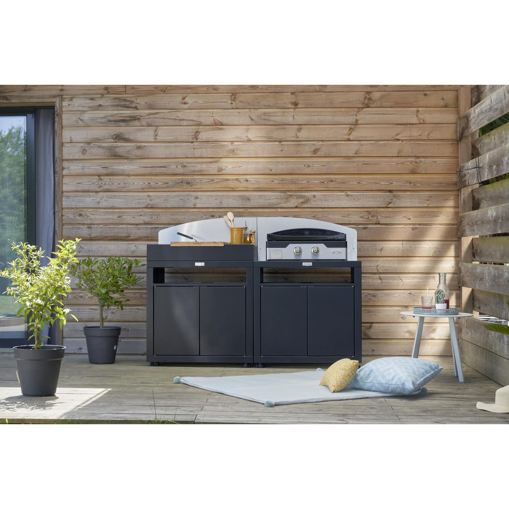 Cuisine 2 Elements Avec Credences - Noir - LE MARQUIER