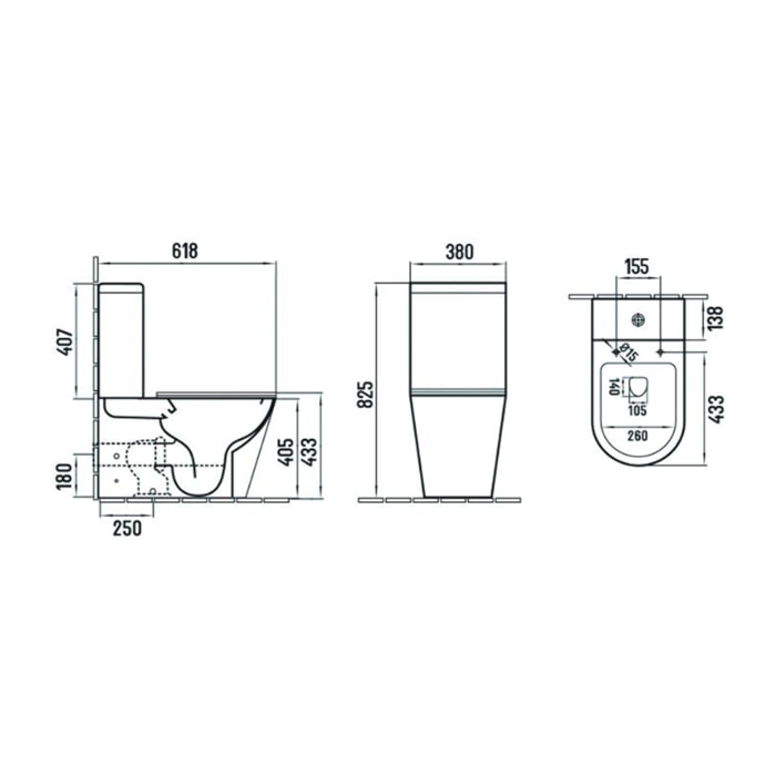 Infinitio WC à poser complet en céramique avec abattant SoftClose, noir mat (SATINF031VPSNBKM)