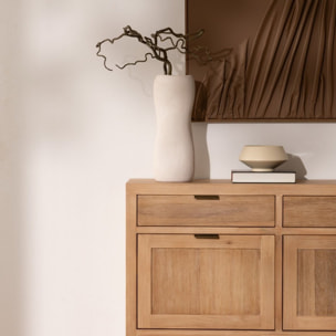 Meuble à chaussures Turin -placage en bois naturel d'acacia-couleur antique 110 x 103 x 30 cm