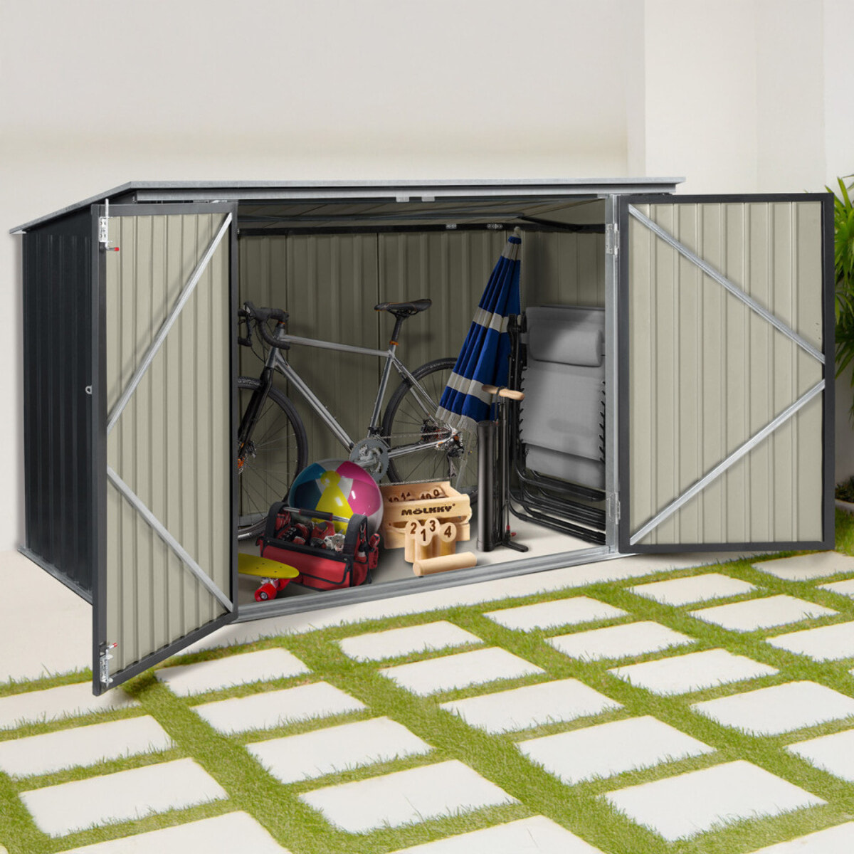 Abri de jardin en métal multi rangements