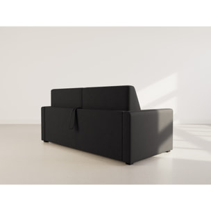 Julia - canapé lit 3 places convertible express couchage quotidien 140 cm matelas 18 cm en tissu - Noir