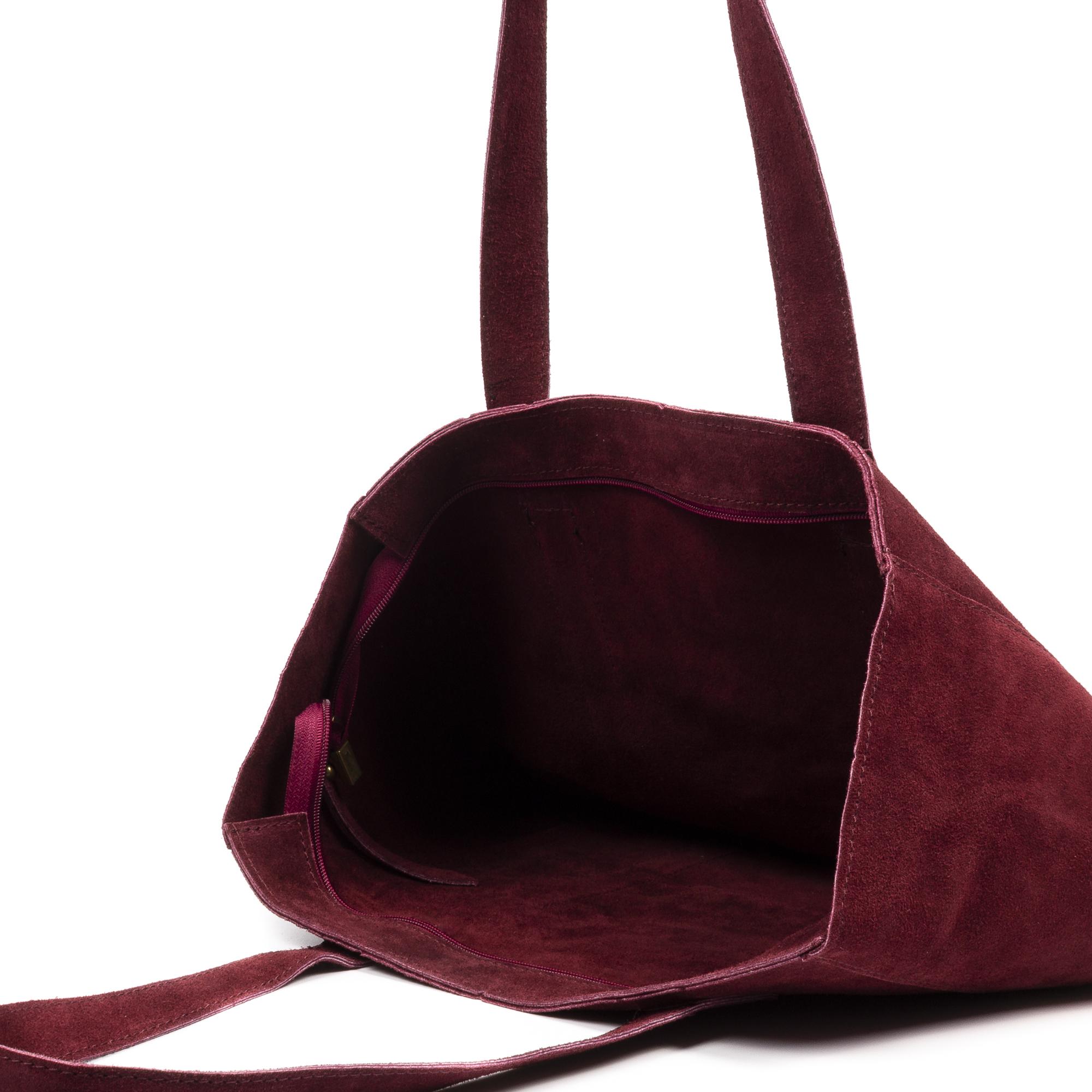 Albagiara Bolso Shopper mujer. Piel auténtica Gamuza.