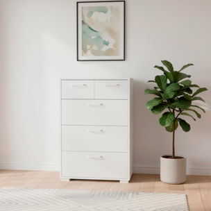 Cassettiera Alta 5 Cassetti Comò Mobile Contenitore Moderno Cassetti Scorrevoli A Sfera Camera Da Letto Ingresso Soggiorno 70.2×39.8×82.7 Cm Bianco