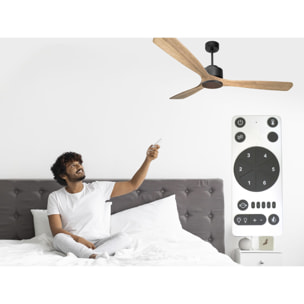 Ventilateur de plafond Réversible  Thermostat Wifi Moteur à courant continu Toits en pente Télécommande Hypersilence Mémoire Shopify Vendible (AUTOMATIQUE) 40   W Noir