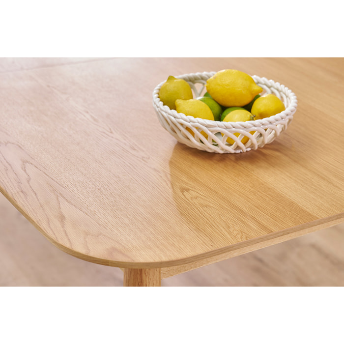 Table extensible rallonges intégrées rectangulaire en bois clair chêne L160-210 cm ANK
