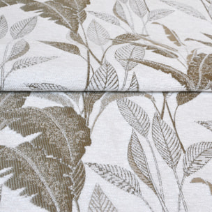 Tissu d'ameublement Jacquard Motif Jungle - Blanc
