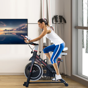 Bicicleta Estática Bici Estática con Volante 8 kg Resistencia Ajustable Pantalla LCD Pulsómetro Ejercicio Silencioso y Asiento Ajustable Carga 120 kg para Casa Gimnasio Negro
