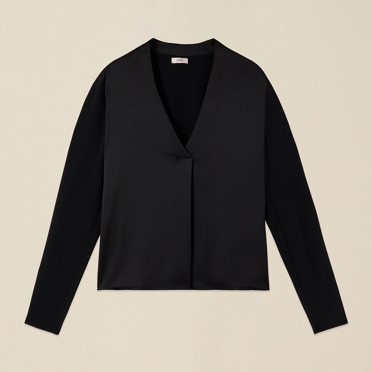 Oltre - T-shirt bimaterica maniche lunghe - Nero