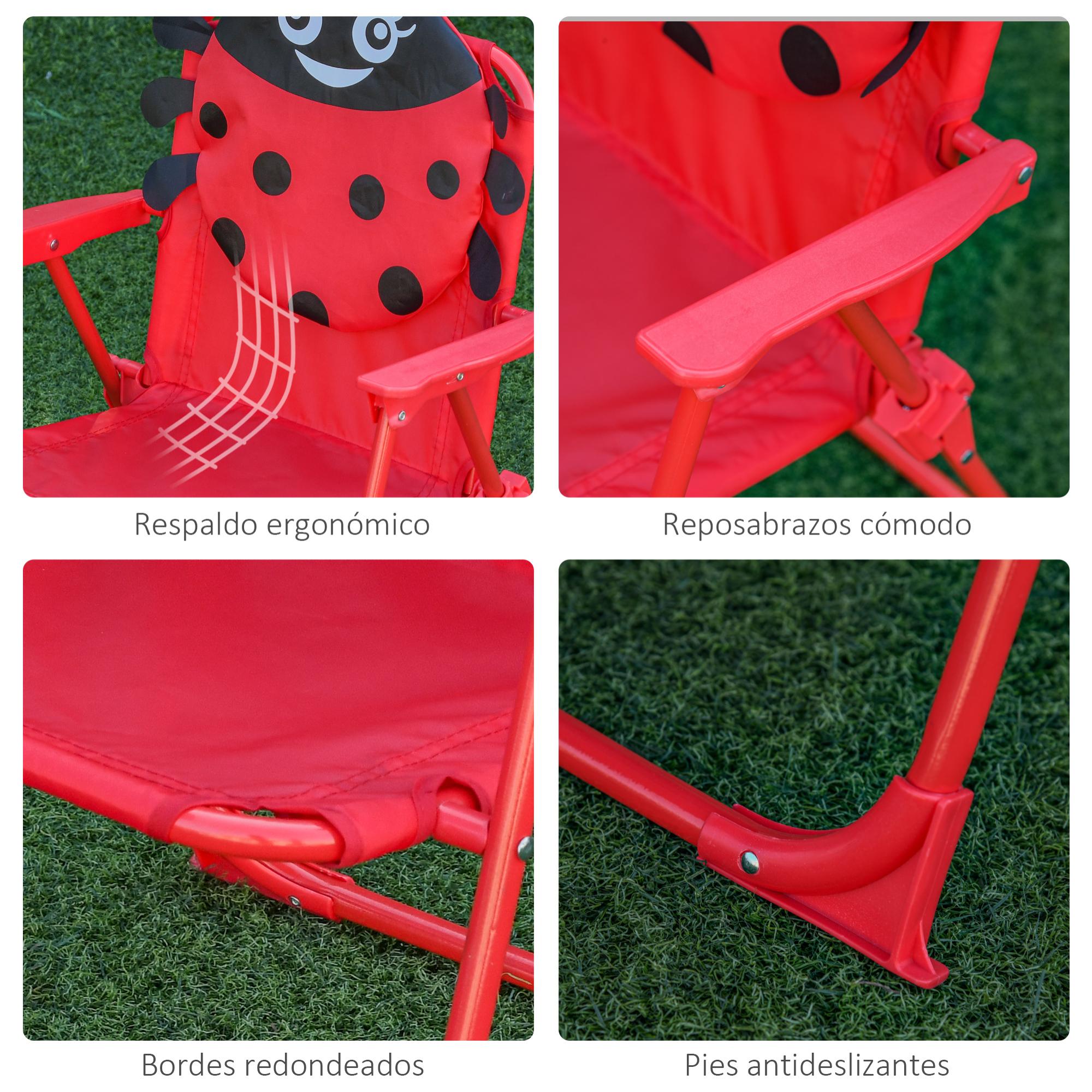Set de Mesa y Sillas Infantil de Jardín Plegable con Sombrilla Ajustable Rojo