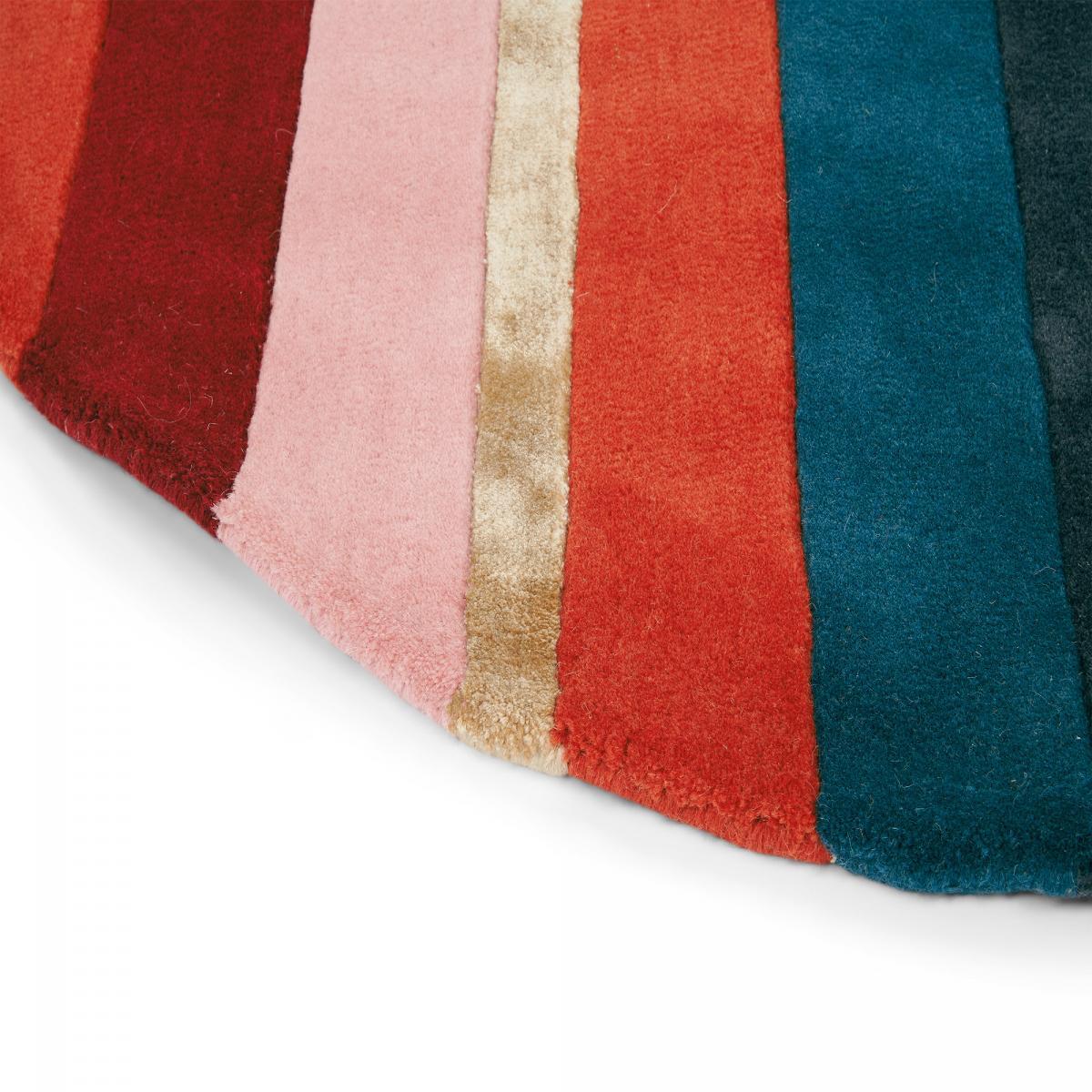 Tapis rond fait à la main en laine motif géométrique NUITOR