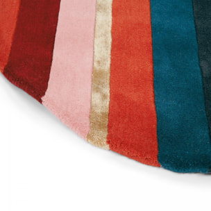 Tapis rond fait à la main en laine motif géométrique NUITOR