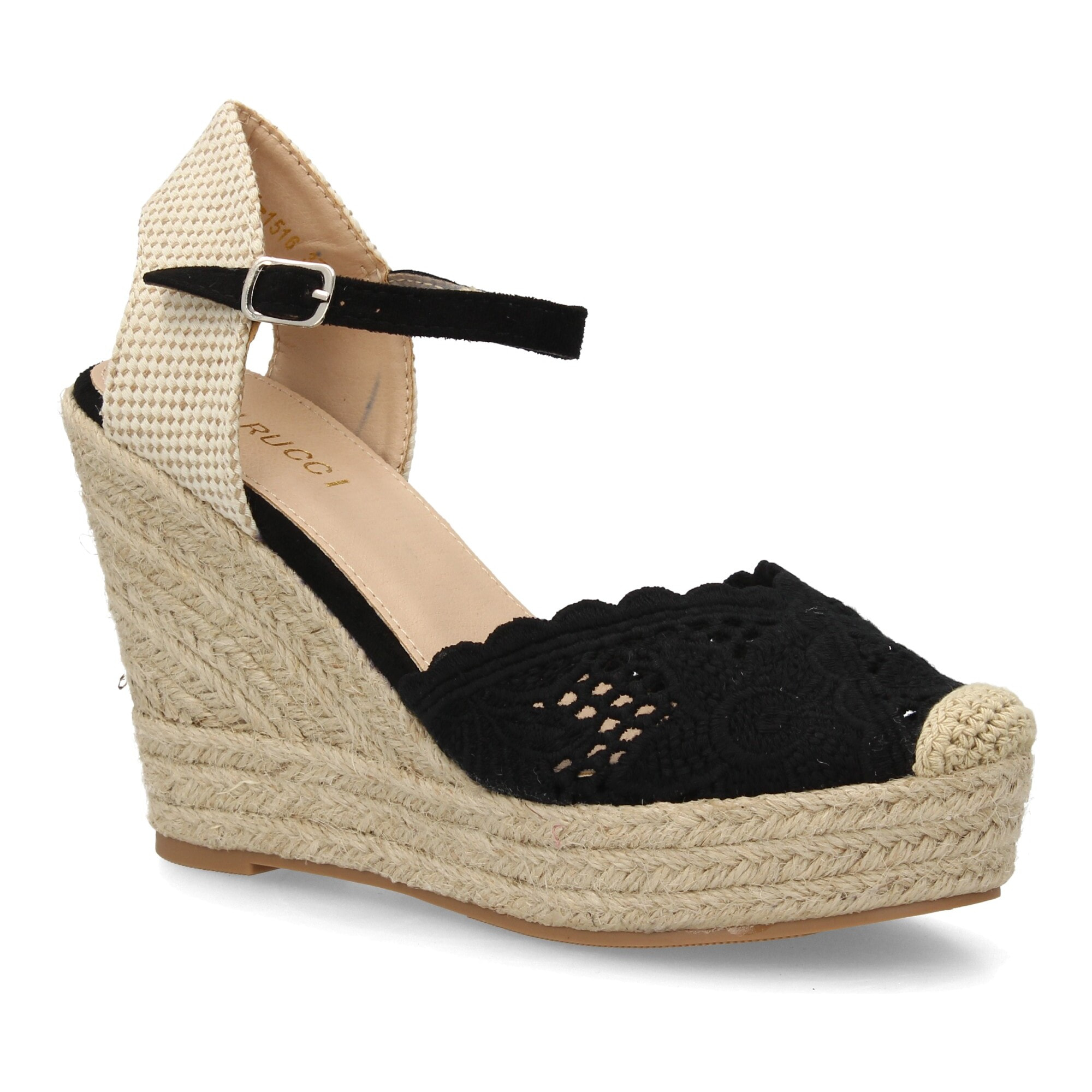 Alpargata cuña destalonada con calados para mujer.