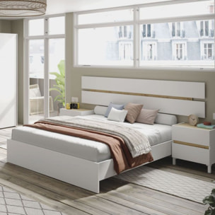 Cabecero con mesitas Ezra Blanco Artik (Blanco Mate) - Roble Nodi