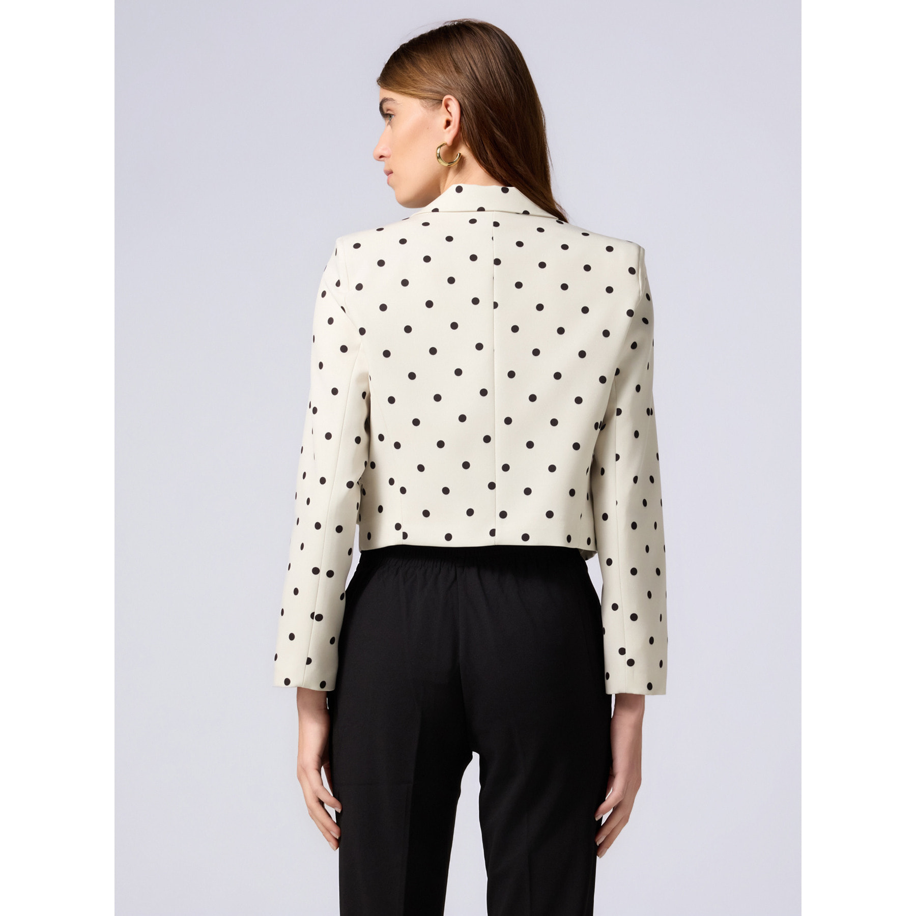 Oltre - Blazer corto a pois con fiocco - Bianco