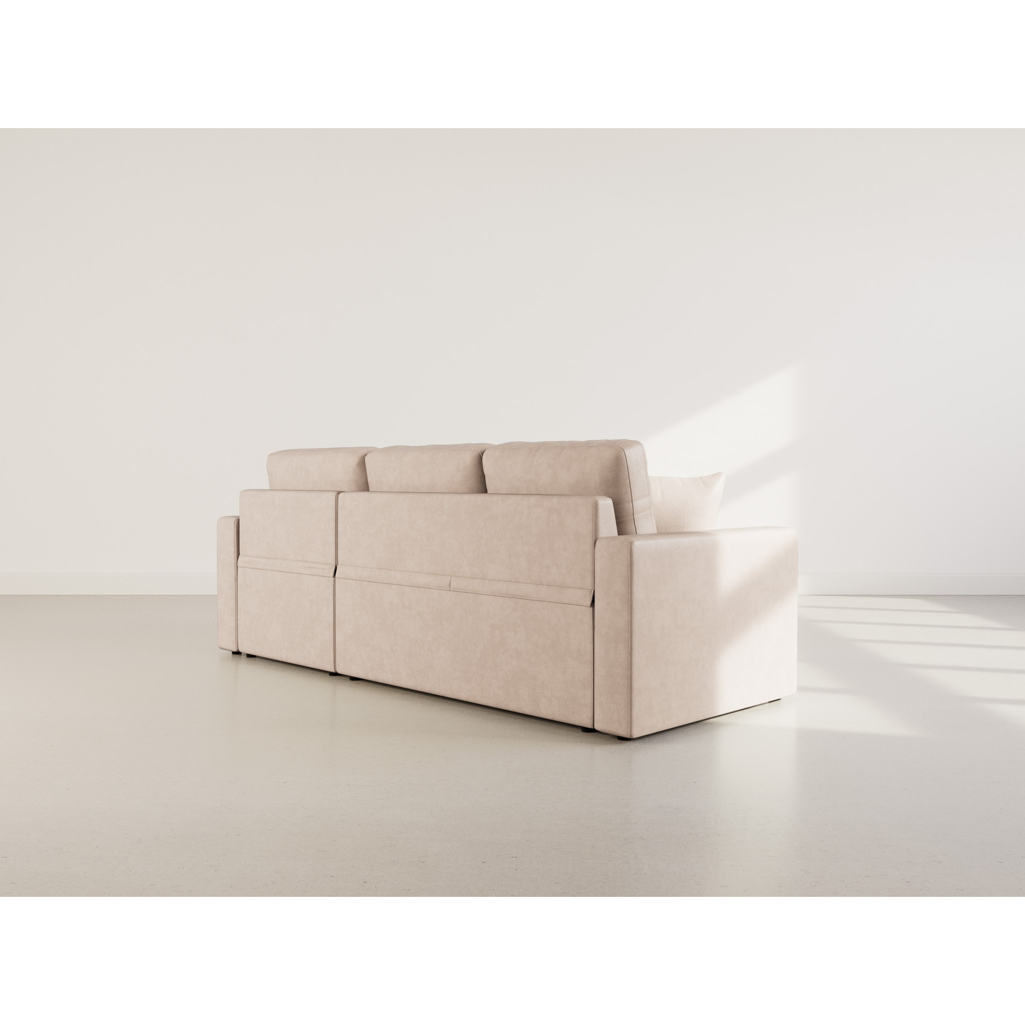 Cyrus - Canapé d'angle réversible 4 places - convertible avec coffre - en simili - Beige