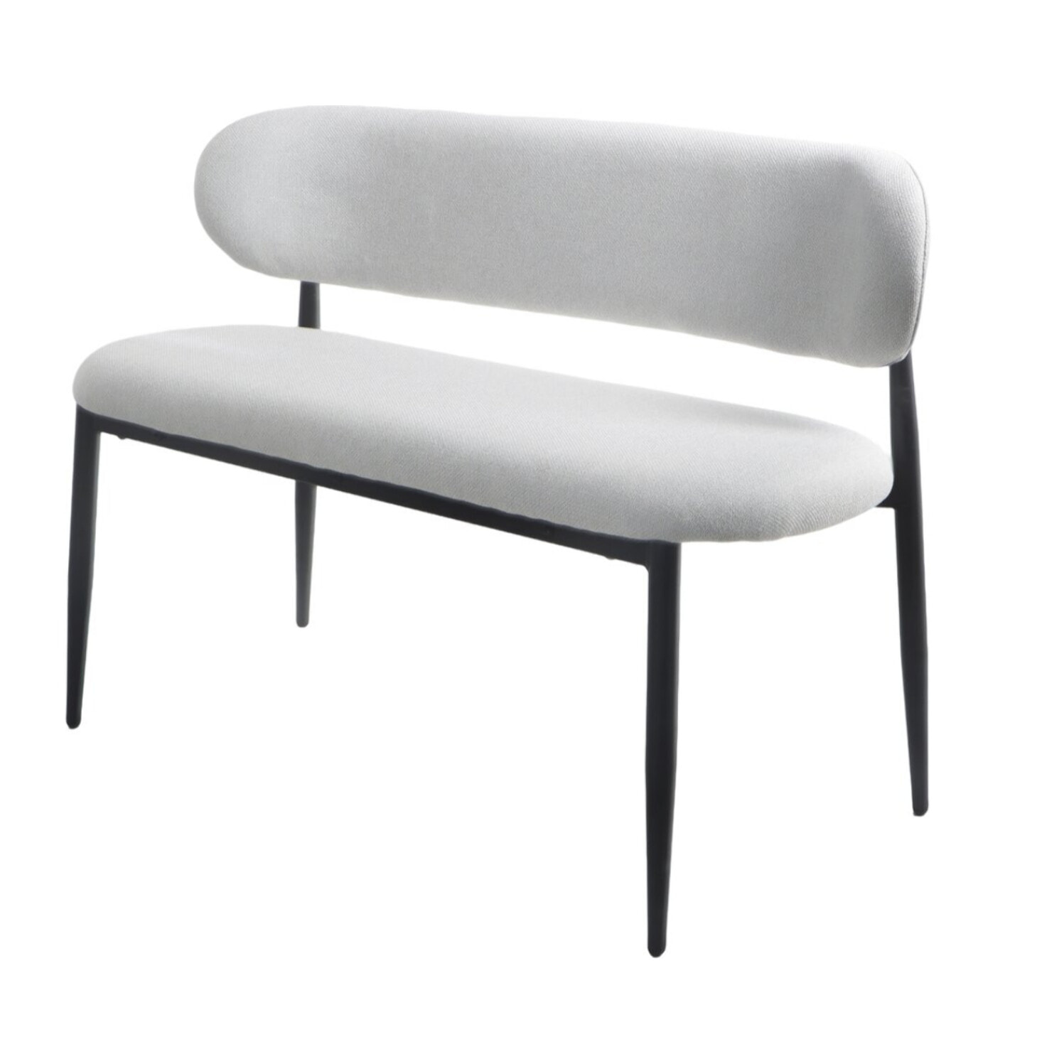 Banc de salle à manger en tissu - 110 cm - "Sélène" - 3 places - Gris clair et Noir