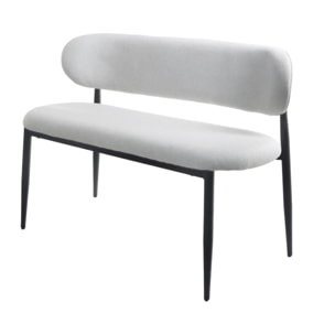 Banc de salle à manger en tissu - 110 cm - "Sélène" - 3 places - Gris clair et Noir