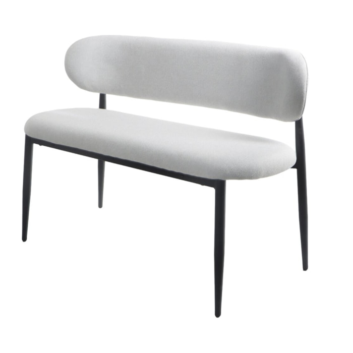 Banc de salle à manger en tissu - 110 cm - "Sélène" - 3 places - Gris clair et Noir
